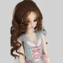 Curly 1/4 BJD Girl Doll Hair Wig and Wooden Display Holder Hair Accessories -Flaxen