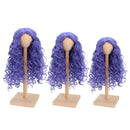1/3 BJD Dolls Wig Curly Long Hair & Stand Hairpiece Display Supporter Purple
