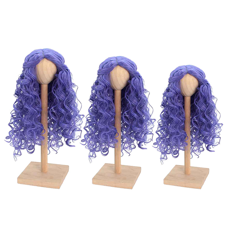 1/3 BJD Dolls Wig Curly Long Hair & Stand Hairpiece Display Supporter Purple