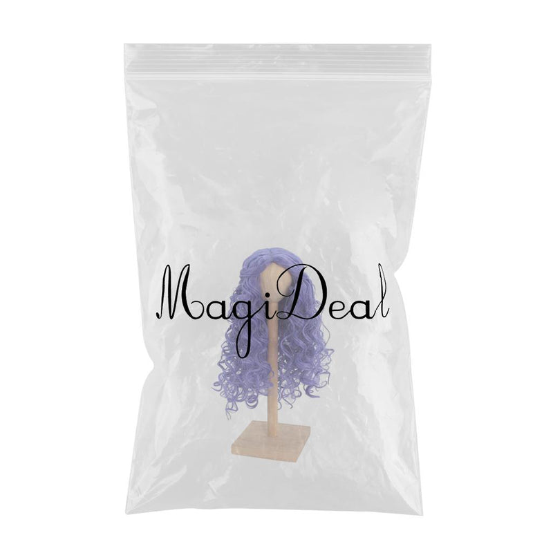 1/3 BJD Dolls Wig Curly Long Hair & Stand Hairpiece Display Supporter Purple