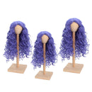 1/3 BJD Dolls Wig Curly Long Hair & Stand Hairpiece Display Supporter Purple