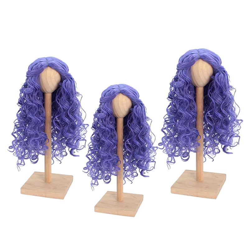 1/3 BJD Dolls Wig Curly Long Hair & Stand Hairpiece Display Supporter Purple
