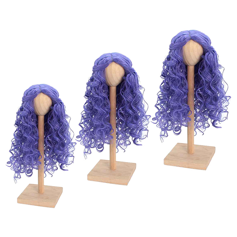 1/3 BJD Dolls Wig Curly Long Hair & Stand Hairpiece Display Supporter Purple