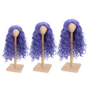1/3 BJD Dolls Wig Curly Long Hair & Stand Hairpiece Display Supporter Purple