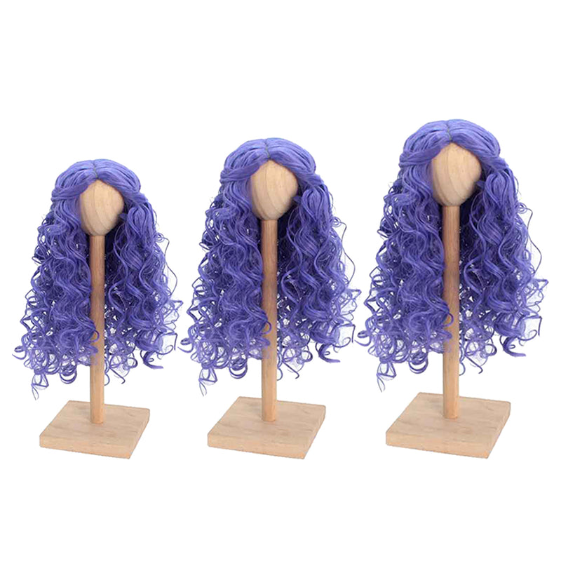 1/3 BJD Dolls Wig Curly Long Hair & Stand Hairpiece Display Supporter Purple