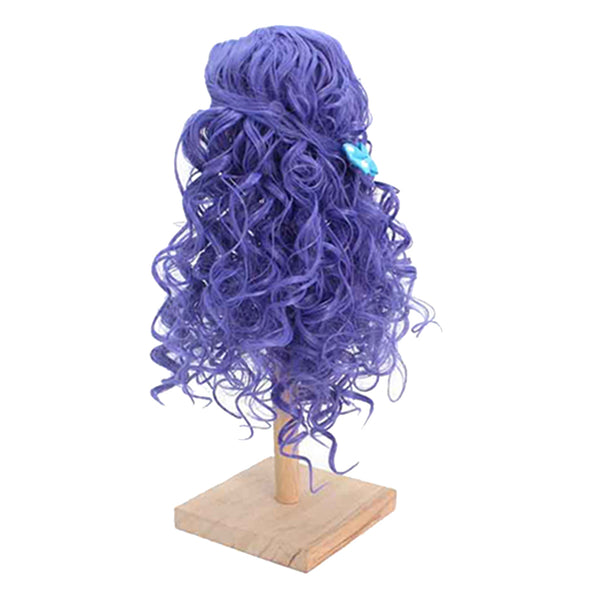 1/3 BJD Dolls Wig Curly Long Hair & Stand Hairpiece Display Supporter Purple