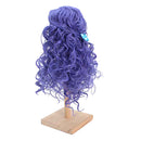 Curly 1/4 BJD Girl Doll Hair Wig and Wooden Display Holder Hair Accessories -Purple