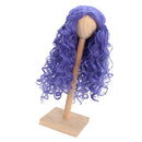 Curly 1/4 BJD Girl Doll Hair Wig and Wooden Display Holder Hair Accessories -Purple