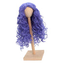 Curly 1/4 BJD Girl Doll Hair Wig and Wooden Display Holder Hair Accessories -Purple