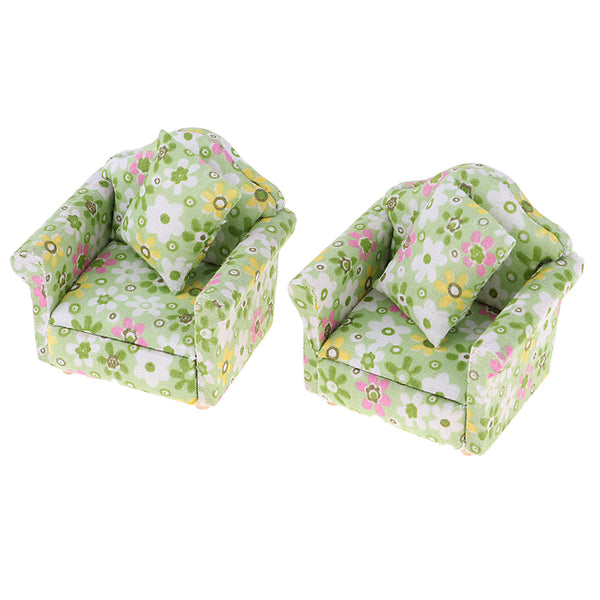 1/12 Dollhouse Living Room Furniture Sofa Couch W. Cushion Set & End Table