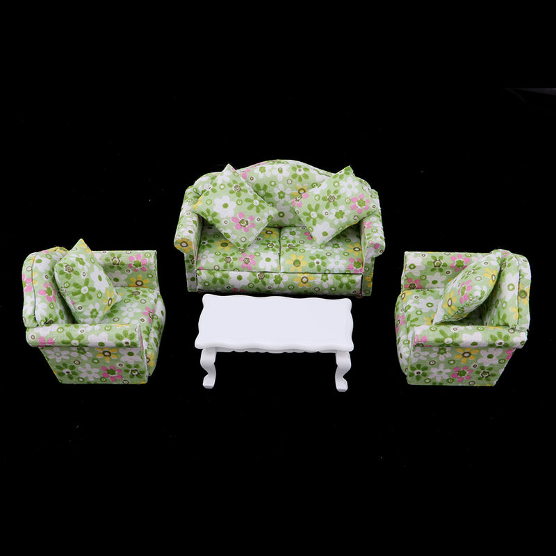 1/12 Dollhouse Living Room Furniture Sofa Couch W. Cushion Set & End Table