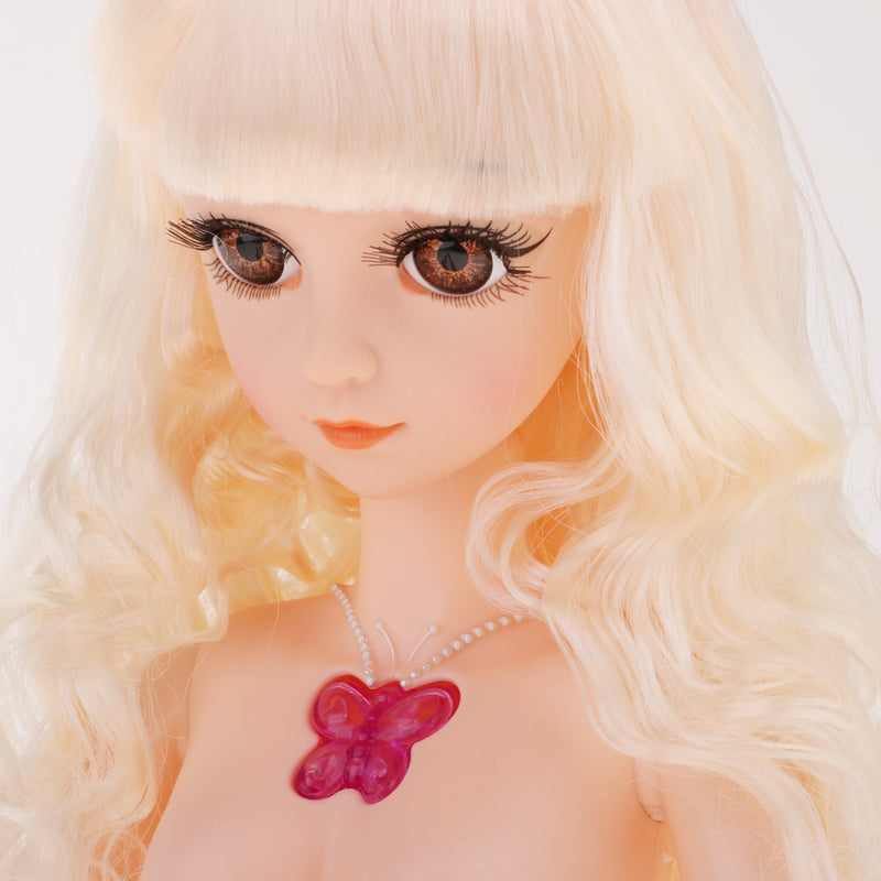 1/3 BJD Normal Skin Tone Golden Curls Female Girl Ball Jointed Body Nude Girl Doll Toy 23 inch