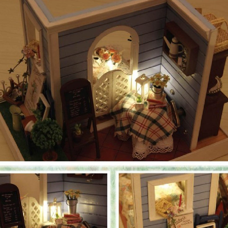 1/24 DIY Handcraft Miniature Project Sweet Wooden Two-Sided Doll House Baking House