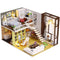 1/24 DIY Handicraft Miniature Project Wooden Modern City House with LED Light Kids Hand Toy