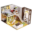 1/24 DIY Handicraft Miniature Project Wooden Modern City House with LED Light Kids Hand Toy