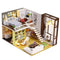 1/24 DIY Handicraft Miniature Project Wooden Modern City House with LED Light Kids Hand Toy