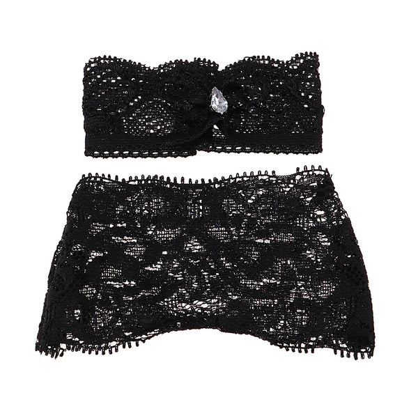 1/4 Black Lace Sleeveless Underwear Brief Lingerie Set for BJD Doll Clothes Decor
