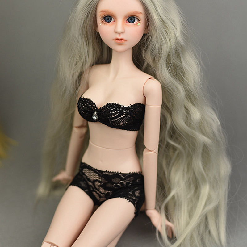 1/4 Black Lace Sleeveless Underwear Brief Lingerie Set for BJD Doll Clothes Decor