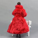 Fashion Long Plush Coat with Tight Skirt Set Gown Casual Outfit for 1/6 Girl Doll