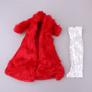 Fashion Long Plush Coat with Tight Skirt Set Gown Casual Outfit for 1/6 Girl Doll