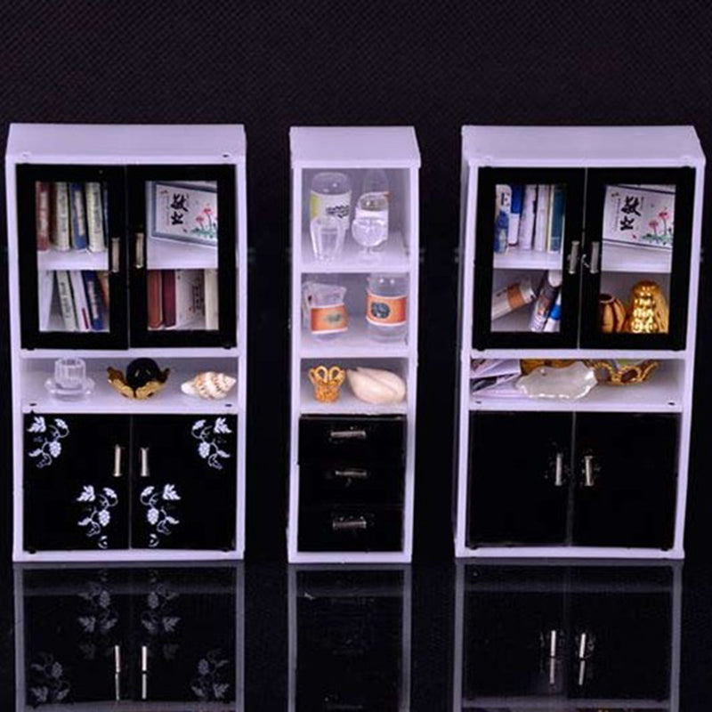 1/12 Scale Display Cabinet Bookshelf Books for Dollhouse Bedroom Accessory Kids Hands-on Toy