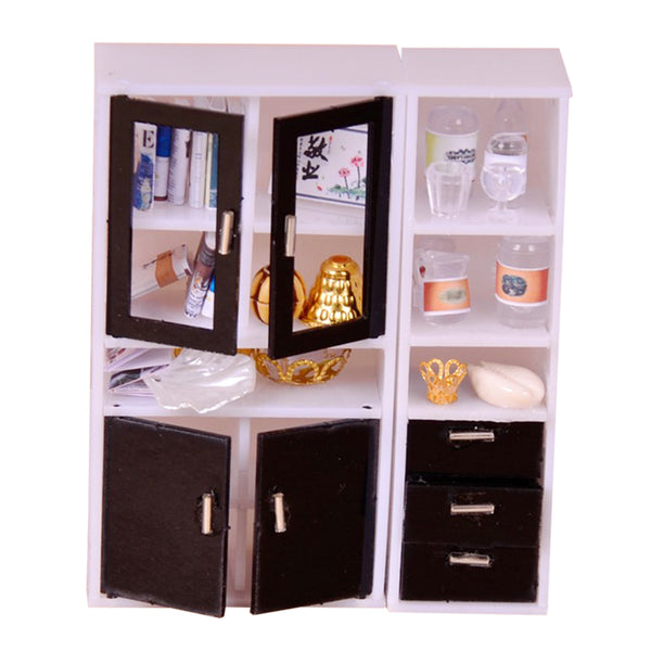 1/12 Scale Display Cabinet Bookshelf Books for Dollhouse Bedroom Accessory Kids Hands-on Toy