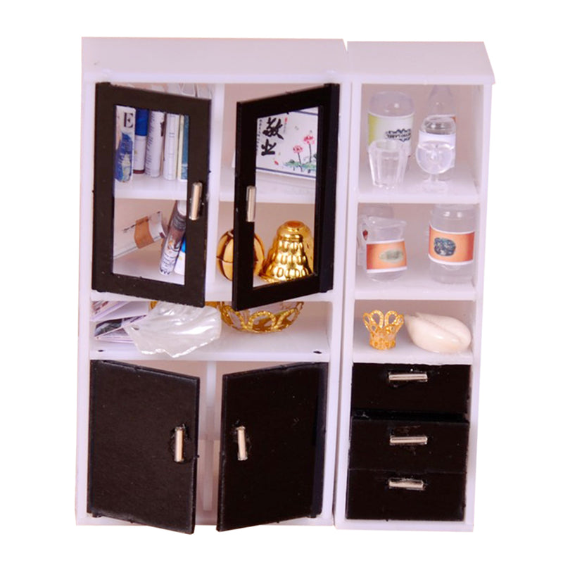 1/12 Scale Display Cabinet Bookshelf Books for Dollhouse Bedroom Accessory Kids Hands-on Toy