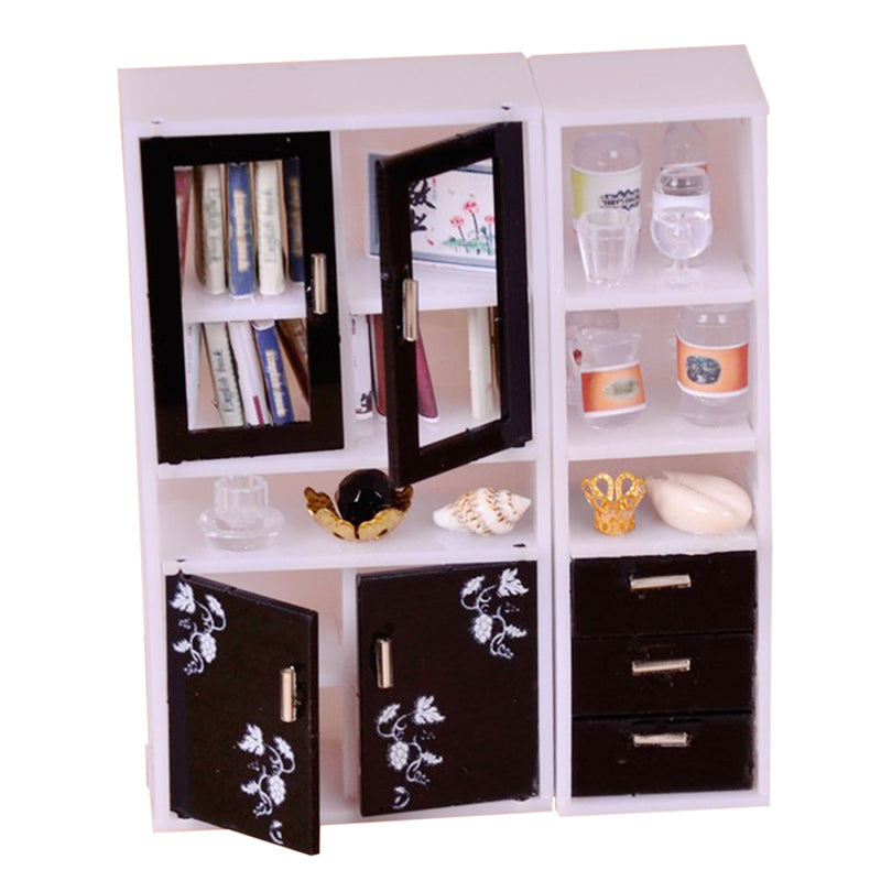 1/12 Scale Display Cabinet Bookshelf Books for Dollhouse Bedroom Accessory Kids Hands-on Toy