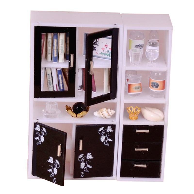 1/12 Scale Display Cabinet Bookshelf Books for Dollhouse Bedroom Accessory Kids Hands-on Toy