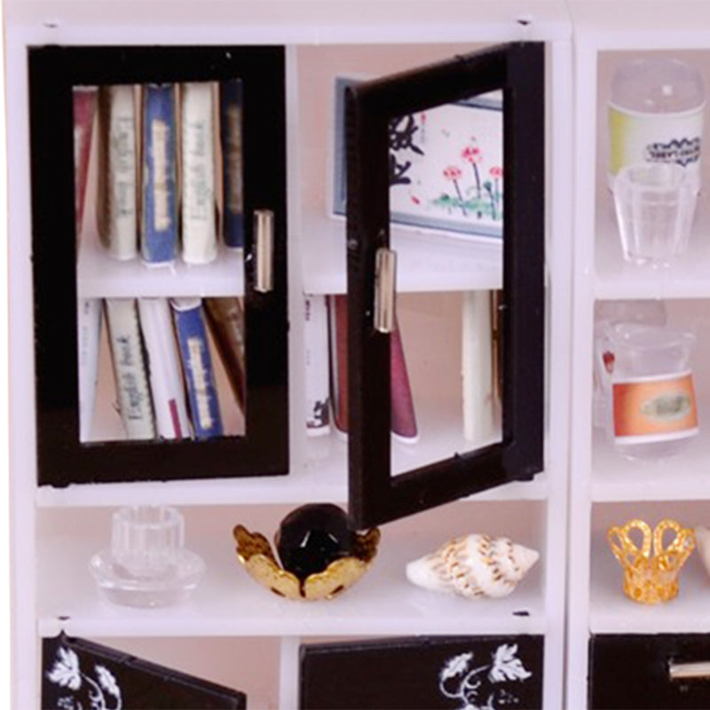 1/12 Scale Display Cabinet Bookshelf Books for Dollhouse Bedroom Accessory Kids Hands-on Toy