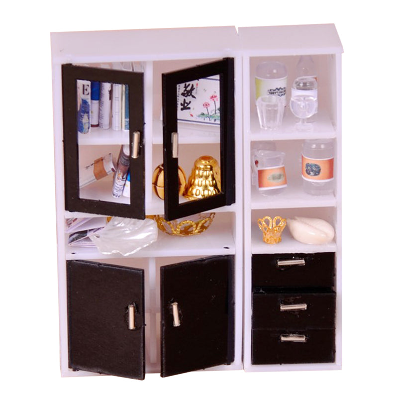 1/12 Scale Display Cabinet Bookshelf Books for Dollhouse Bedroom Accessory Kids Hands-on Toy