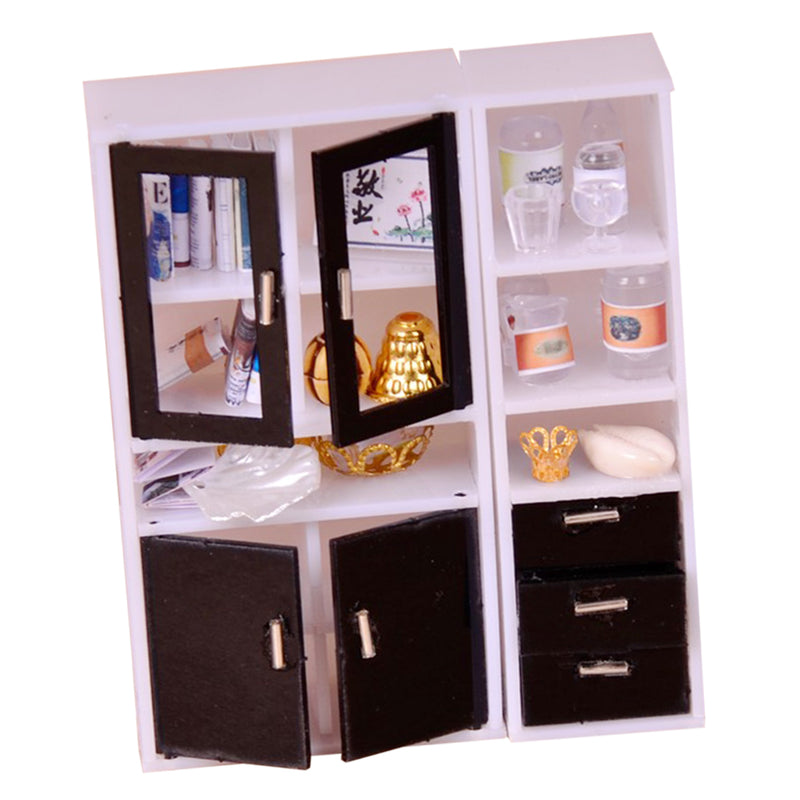1/12 Scale Display Cabinet Bookshelf Books for Dollhouse Bedroom Accessory Kids Hands-on Toy
