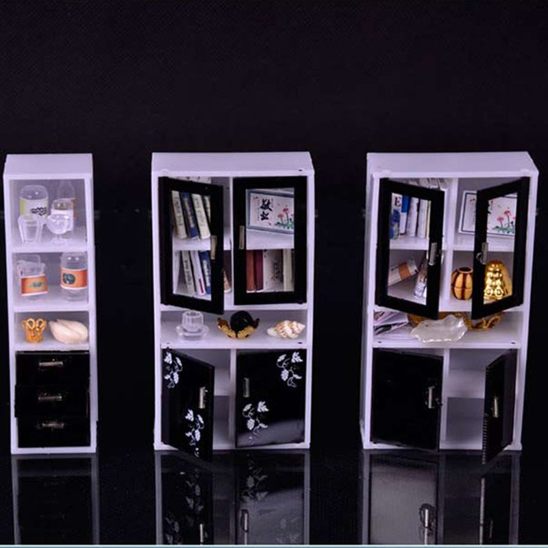 1/12 Scale Display Cabinet Bookshelf Books for Dollhouse Bedroom Accessory Kids Hands-on Toy