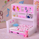 ABS Miniature Cabinet Bed Model for 1/12 Dolls House Children Bedroom Furniture Life Scenes Decor Room Accessory