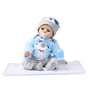55cm Lifelike Silicone Baby Doll Costumed Newborn Girl Kid Learning Toy Blue