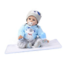 55cm Lifelike Silicone Baby Doll Costumed Newborn Girl Kid Learning Toy Blue