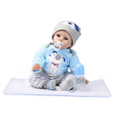 55cm Lifelike Silicone Baby Doll Costumed Newborn Girl Kid Learning Toy Blue
