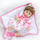 17inch Lifelike Newborn Baby Doll Soft Simulation Silicone Vinyl Reborn Girl Infant With Magnet Pacifier Nursing Bottle Pink