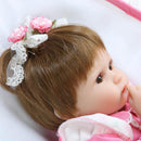 17inch Lifelike Newborn Baby Doll Soft Simulation Silicone Vinyl Reborn Girl Infant With Magnet Pacifier Nursing Bottle Pink