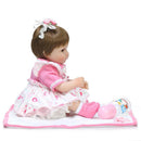 17inch Lifelike Newborn Baby Doll Soft Simulation Silicone Vinyl Reborn Girl Infant With Magnet Pacifier Nursing Bottle Pink