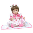 17inch Lifelike Newborn Baby Doll Soft Simulation Silicone Vinyl Reborn Girl Infant With Magnet Pacifier Nursing Bottle Pink