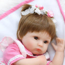 17inch Lifelike Newborn Baby Doll Soft Simulation Silicone Vinyl Reborn Girl Infant With Magnet Pacifier Nursing Bottle Pink
