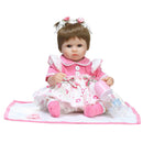 17inch Lifelike Newborn Baby Doll Soft Simulation Silicone Vinyl Reborn Girl Infant With Magnet Pacifier Nursing Bottle Pink
