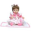 17inch Lifelike Newborn Baby Doll Soft Simulation Silicone Vinyl Reborn Girl Infant With Magnet Pacifier Nursing Bottle Pink