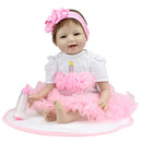 55cm Lifelike Silicone Baby Doll Costumed Newborn Girl Kid Learning Toy