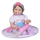 22inch Silicone Reborn Doll Toddler Newborn Baby Doll with Clothes, Pacifier, Bottle and Carpet