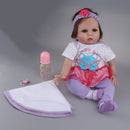 22inch Silicone Reborn Doll Toddler Newborn Baby Doll with Clothes, Pacifier, Bottle and Carpet