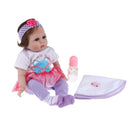 22inch Silicone Reborn Doll Toddler Newborn Baby Doll with Clothes, Pacifier, Bottle and Carpet