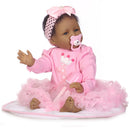 Real Touch Silicone 22inch Reborn African American Baby Doll Fake Toddler Newborn Doll Â– Kids Child Bath Toy Appease Toy Xmas Gift