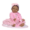 Real Touch Silicone 22inch Reborn African American Baby Doll Fake Toddler Newborn Doll Â– Kids Child Bath Toy Appease Toy Xmas Gift